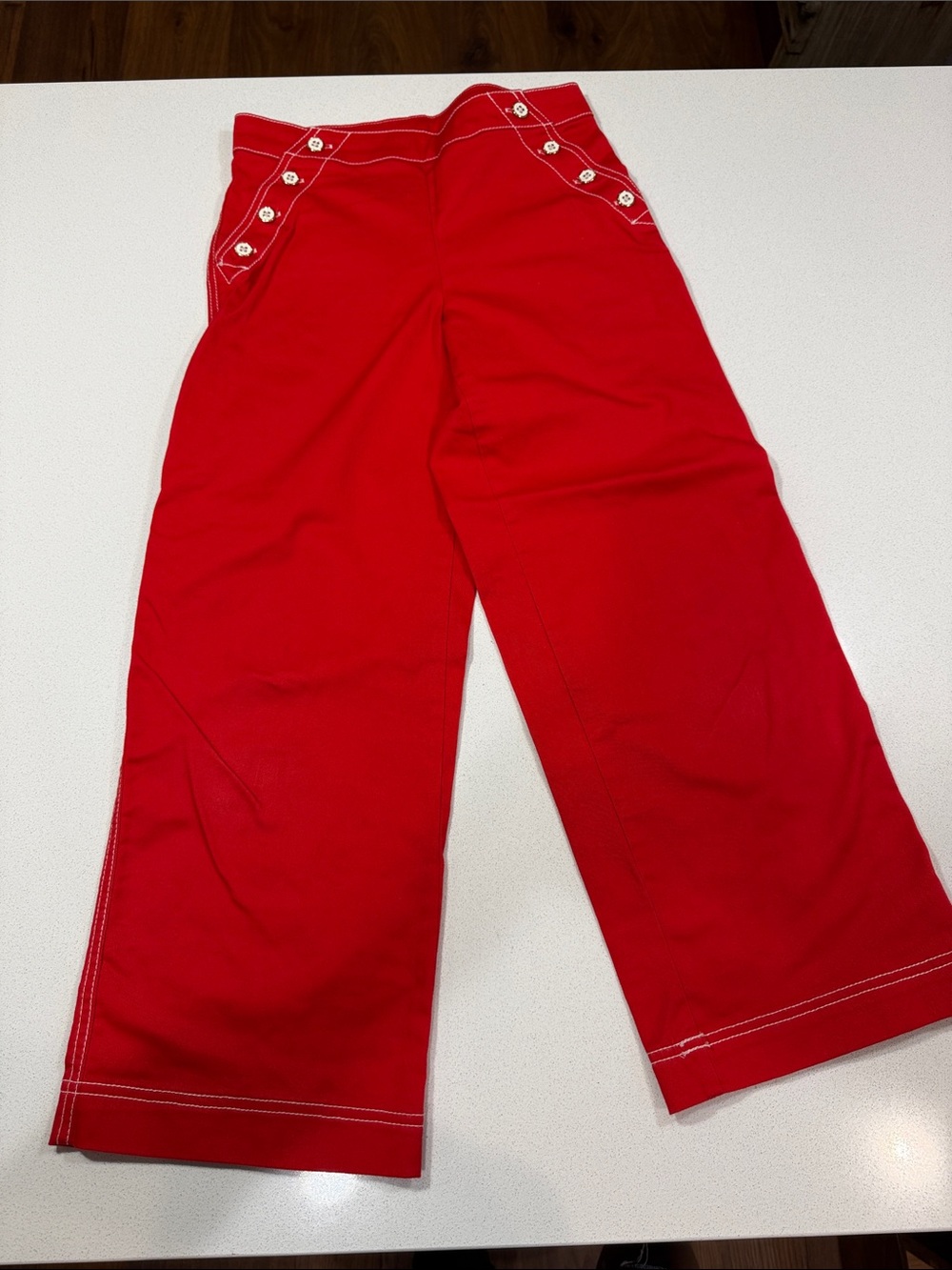 Janie and Jack Girls Nautical Bright Red Wide-Leg Pants